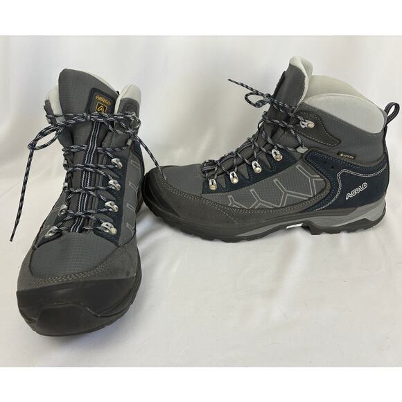 Asolo Falcon GV Boots Mens 12 Gray Blue Hiking Outdoor Trail Gore Tex - Picture 1 of 8